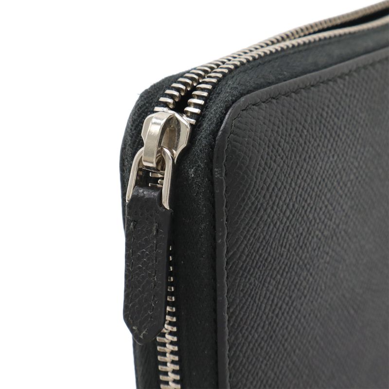 Bvlgari Bulgari Bvlgari Man Round Zipper Long Wallet Leather Black Silver
