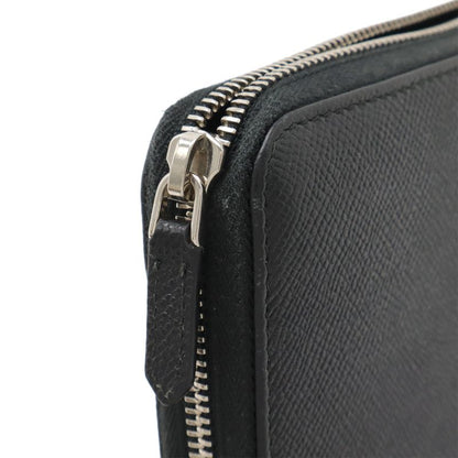 Bvlgari Bulgari Bvlgari Man Round Zipper Long Wallet Leather Black Silver