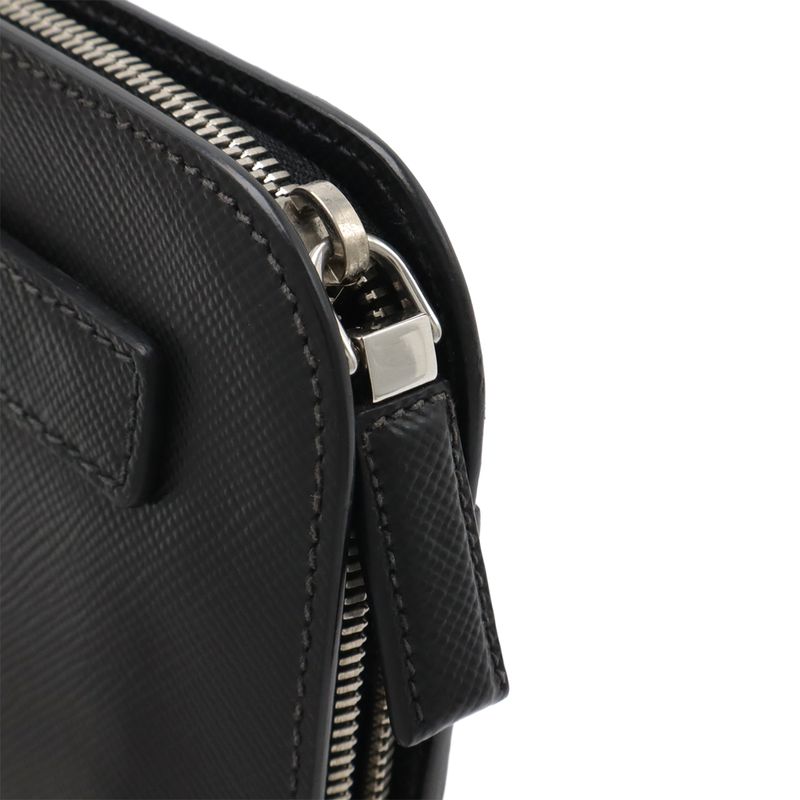 Prada Second Bag Clutch Bag Multi Pouch Leather NERO Black Silver Hardware