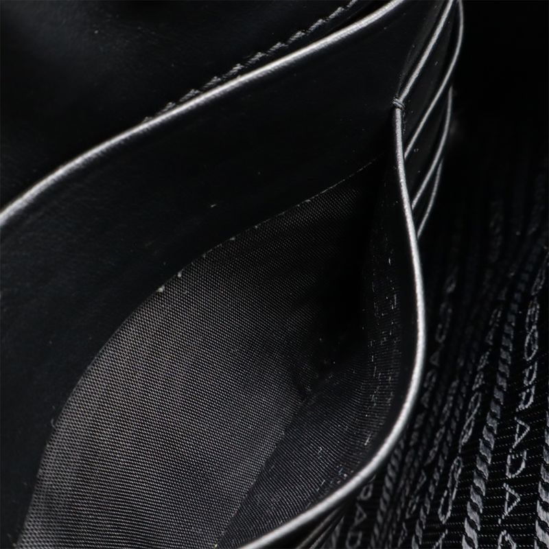 Prada Second Bag Clutch Bag Multi Pouch Leather NERO Black Silver Hardware