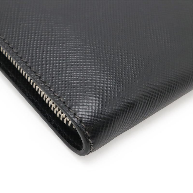 Prada Second Bag Clutch Bag Multi Pouch Leather NERO Black Silver Hardware