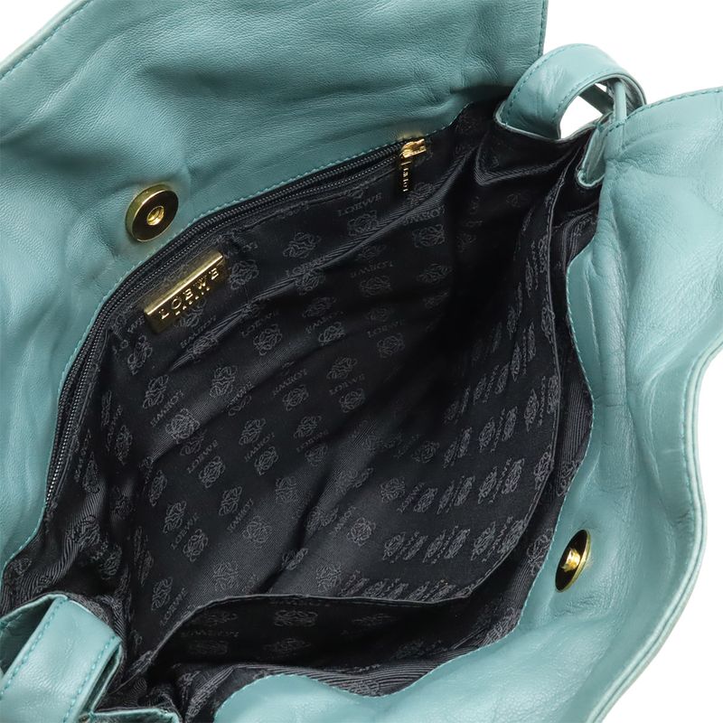 Loewe Flamenco Drawstring Bag Shoulder Bag Crossbody Nappa Leather Blue Green