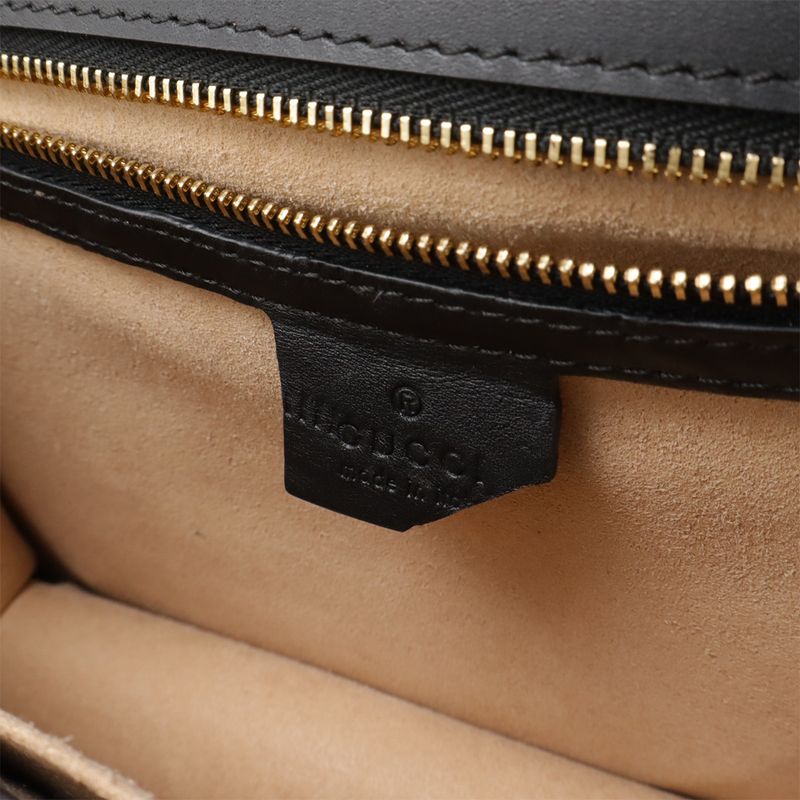 Gucci Sylvie Sherry Line Ribbon Shoulder Bag 2WAY Clutch Velvet Enamel Black