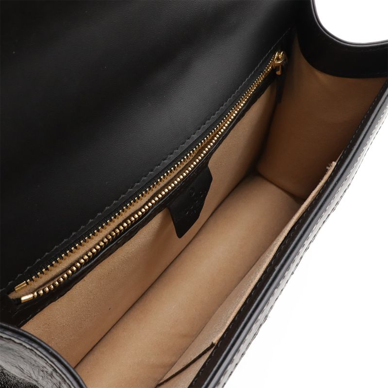 Gucci Sylvie Sherry Line Ribbon Shoulder Bag 2WAY Clutch Velvet Enamel Black