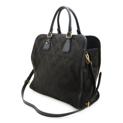 Prada Tessuto Impuntu Handbag 2WAY Shoulder Bag Quilted Nylon NERO Black Gold