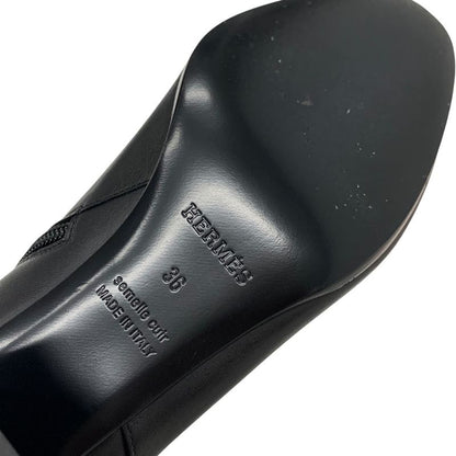 Hermes Saint Germain Boots Short Boots Shoes Leather Black Silver Kelly Hardware