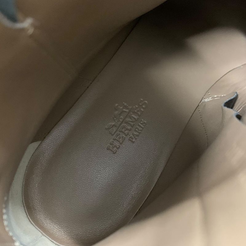 Hermes Saint Germain Boots Short Boots Shoes Leather Black Silver Kelly Hardware