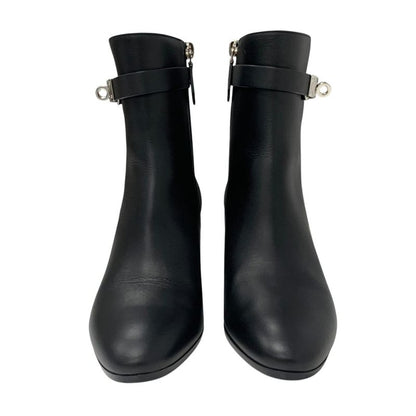 Hermes Saint Germain Boots Short Boots Shoes Leather Black Silver Kelly Hardware