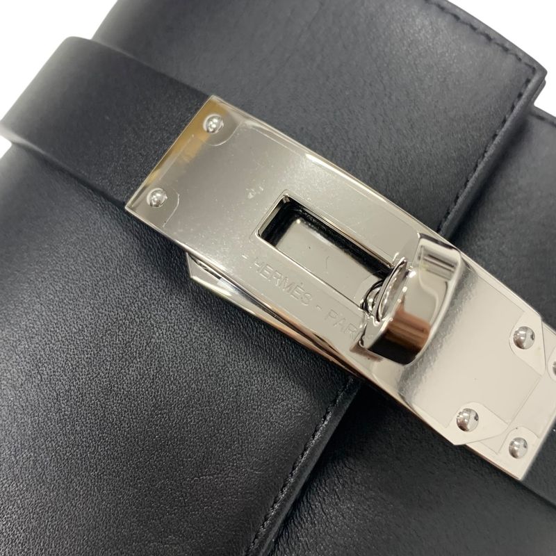 Hermes Saint Germain Boots Short Boots Shoes Leather Black Silver Kelly Hardware