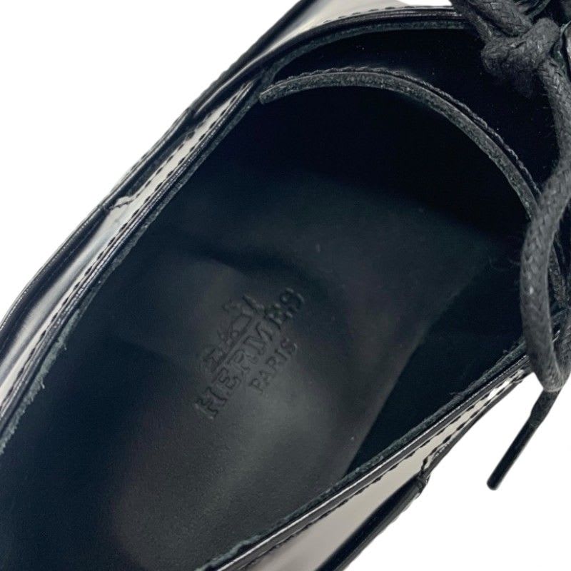 Hermes Loafers Leather Shoes Black Thick Sole