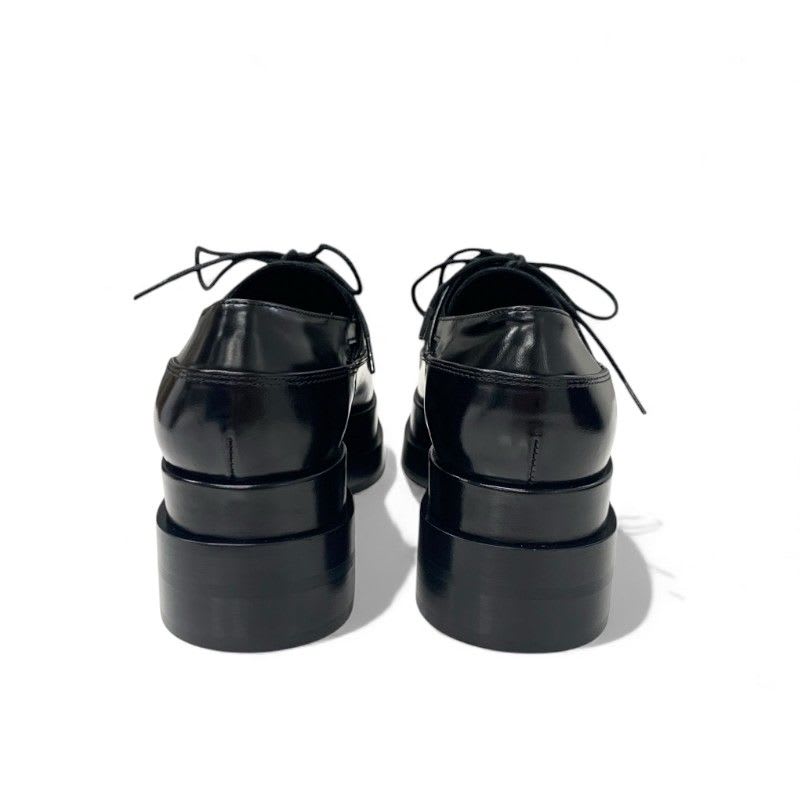 Hermes Loafers Leather Shoes Black Thick Sole