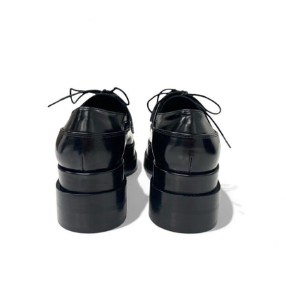 Hermes Loafers Leather Shoes Black Thick Sole