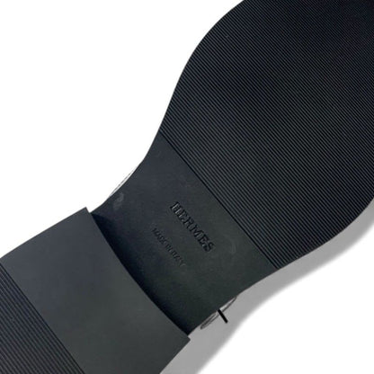 Hermes Loafers Leather Shoes Black Thick Sole