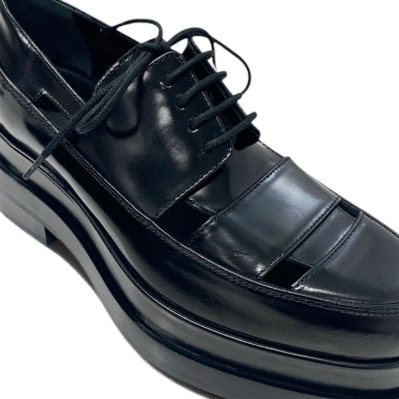 Hermes Loafers Leather Shoes Black Thick Sole