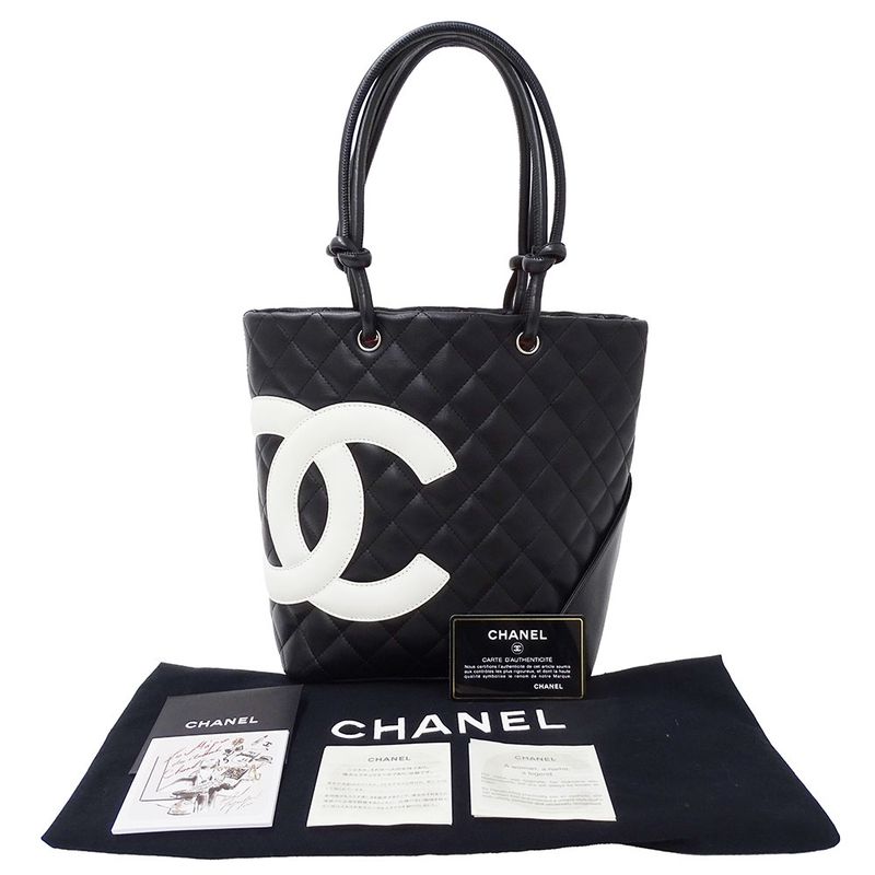 Chanel Bag Tote Lambskin Cambon Medium Black Handbag