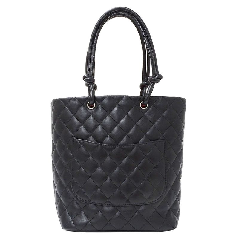 Chanel Bag Tote Lambskin Cambon Medium Black Handbag