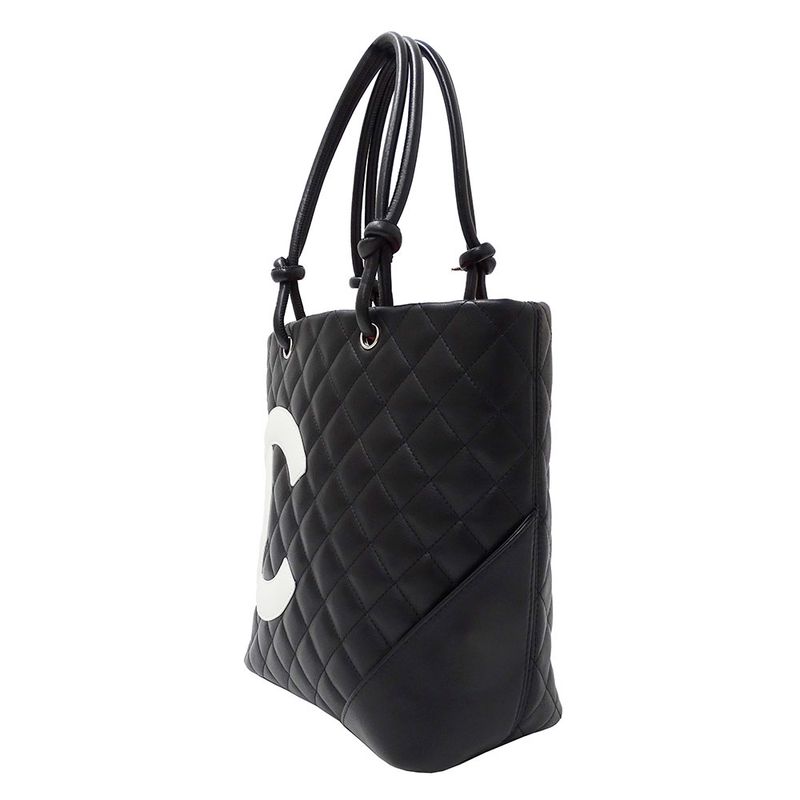 Chanel Bag Tote Lambskin Cambon Medium Black Handbag