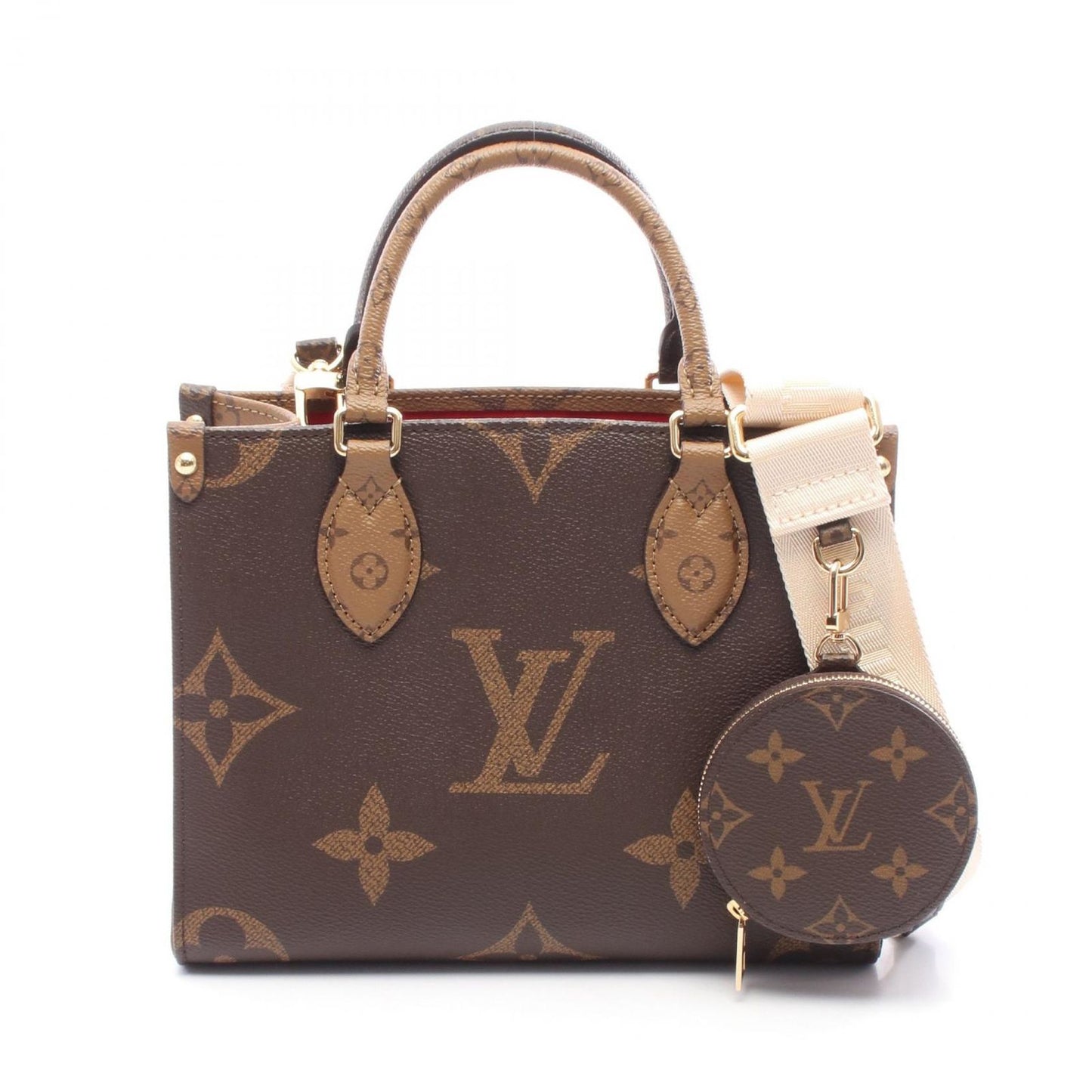 Louis Vuitton Handbag on the Go PM Monogram Giant Reverse M46373 PVC Coated