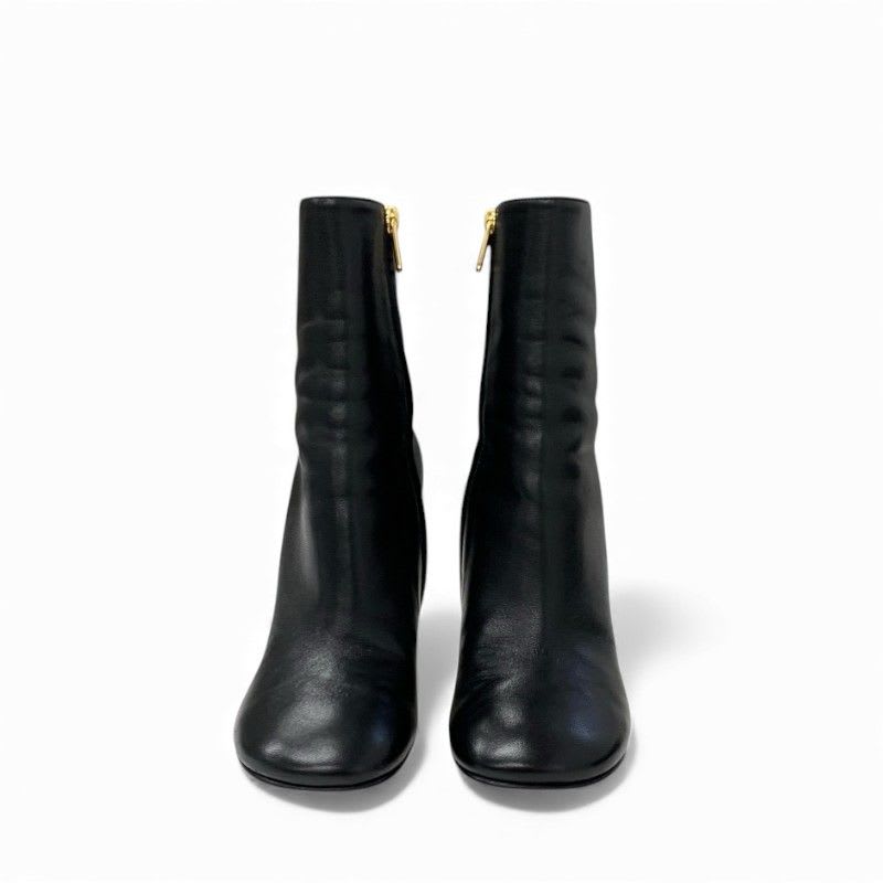 Fendi First Boots Short Shoes Leather Black Gold Metal Heel FF Logo