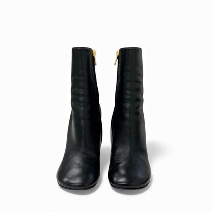 Fendi First Boots Short Shoes Leather Black Gold Metal Heel FF Logo