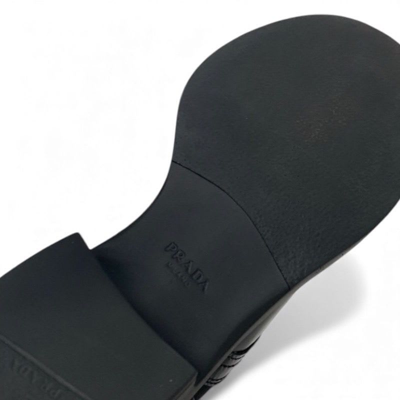 Prada Boots Short Shoes Nylon Leather Black Re-nylon Brushed