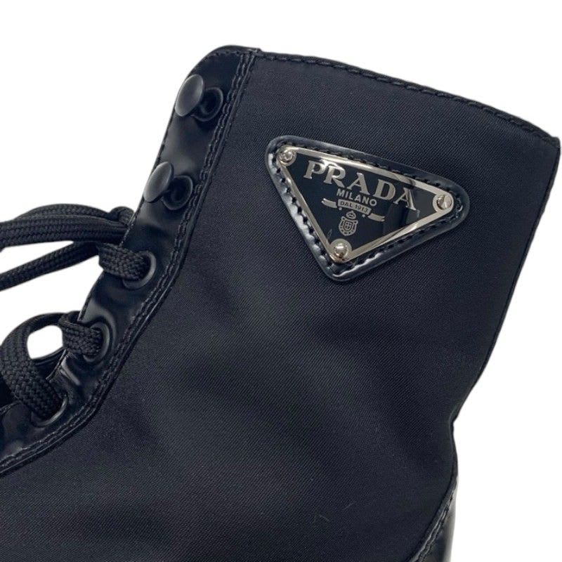 Prada Boots Short Shoes Nylon Leather Black Re-nylon Brushed