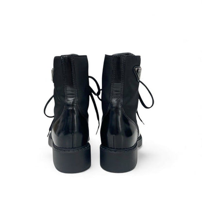 Prada Boots Short Shoes Nylon Leather Black Re-nylon Brushed