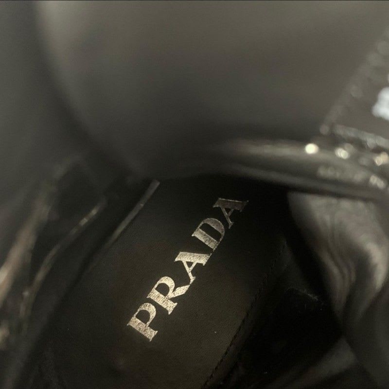 Prada Boots Short Shoes Nylon Leather Black Re-nylon Brushed