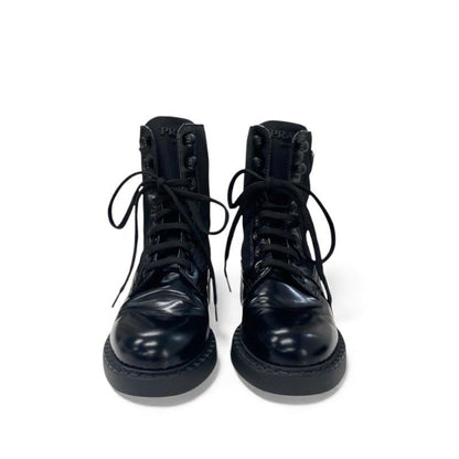 Prada Boots Short Shoes Nylon Leather Black Re-nylon Brushed