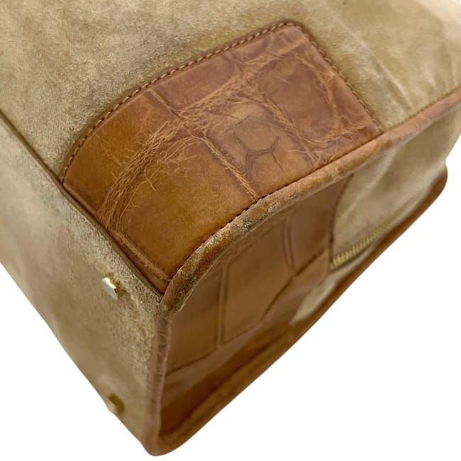 Loewe Handbag Amazona 28 Beige Brown Suede