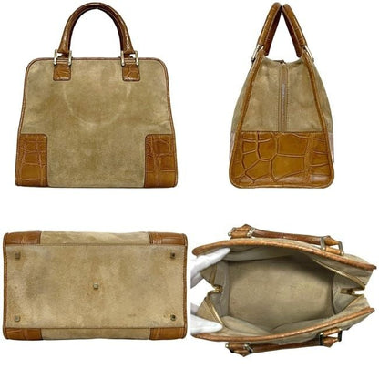 Loewe Handbag Amazona 28 Beige Brown Suede
