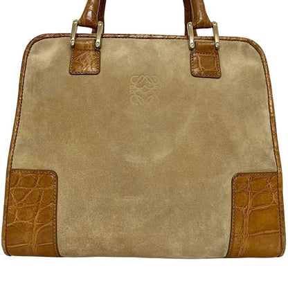 Loewe Handbag Amazona 28 Beige Brown Suede