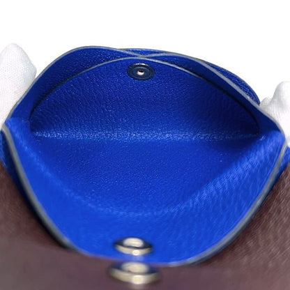 Hermes Bifold Wallet Calvi Duo Brown Blue Coin Purse