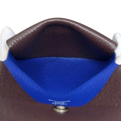 Hermes Bifold Wallet Calvi Duo Brown Blue Coin Purse