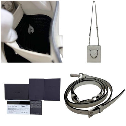 Prada 2-Way Bag White Bianco 1 Ba333 Leather