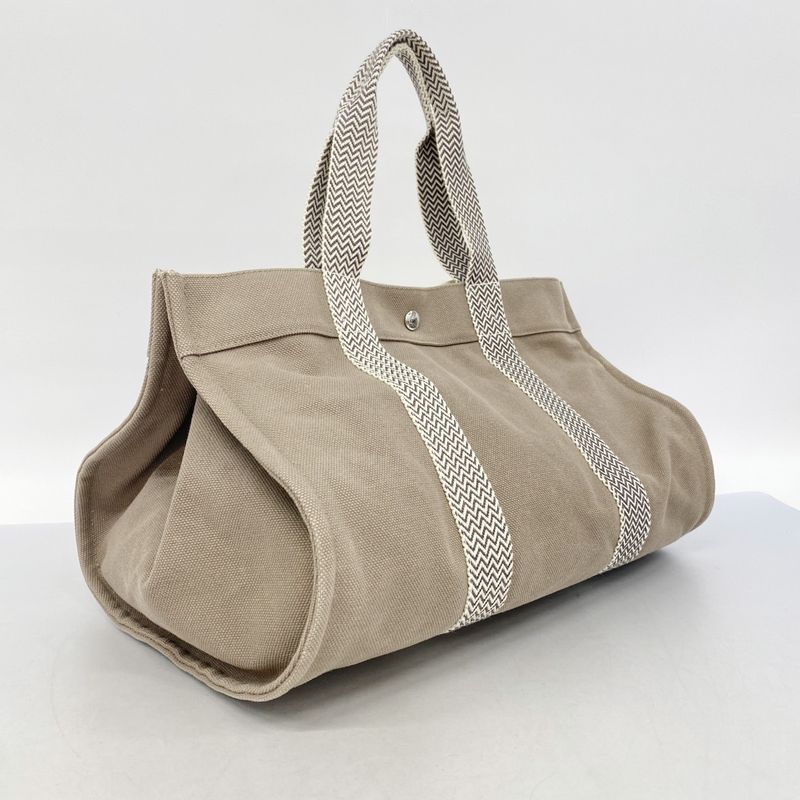 Hermes Tote Bag Cannes MM Canvas Brown Silver Hardware Ladies