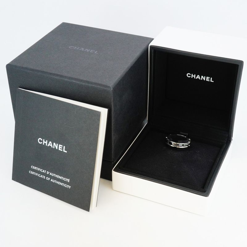 Chanel Ring Ultra Collection 18k White Gold White Gold Ceramic Black #54 Ladies