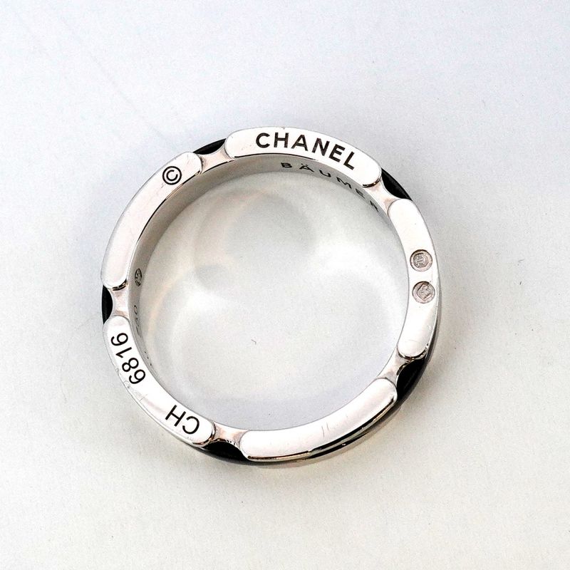 Chanel Ring Ultra Collection 18k White Gold White Gold Ceramic Black #54 Ladies