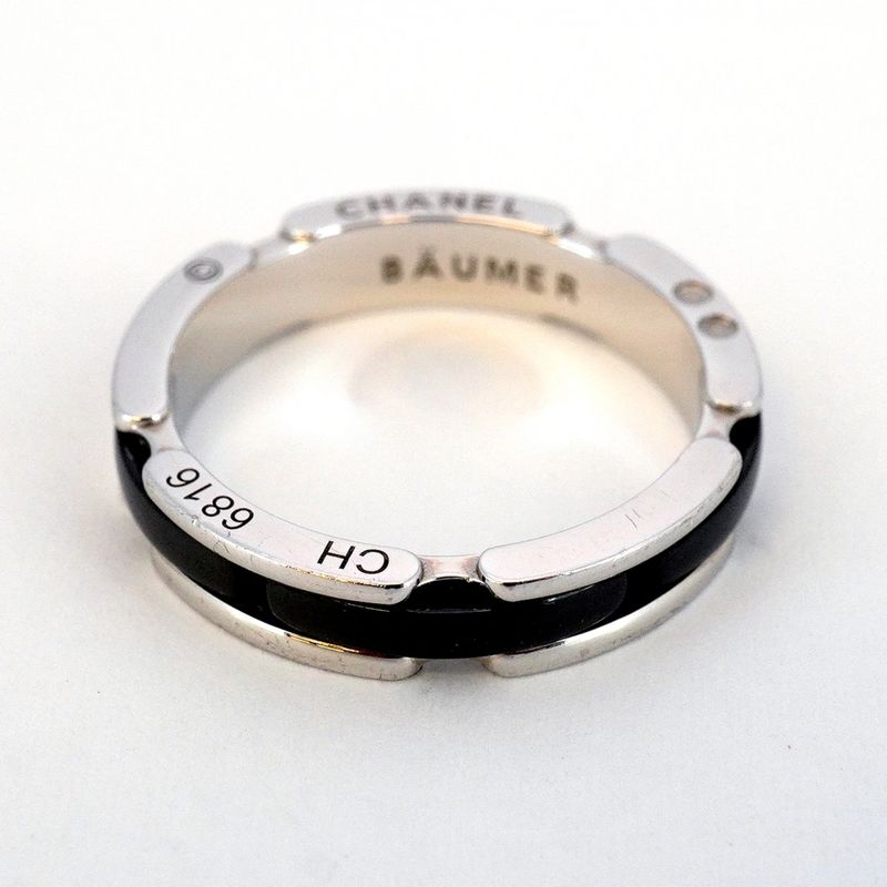 Chanel Ring Ultra Collection 18k White Gold White Gold Ceramic Black #54 Ladies