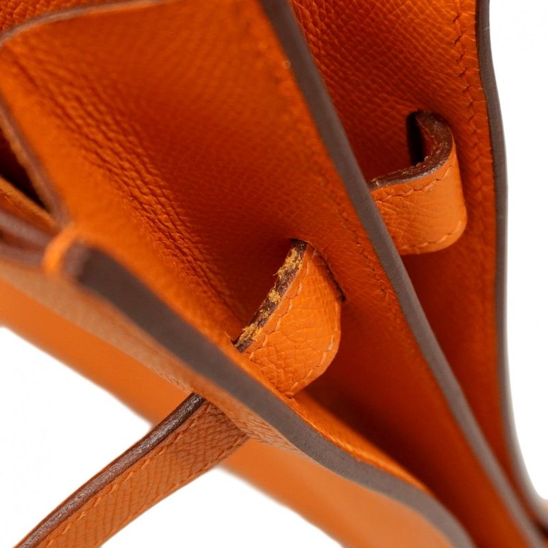 Hermes Briefcase Kelly Depeche 38 Vaux Epson Orange Silver Hardware J Engraved