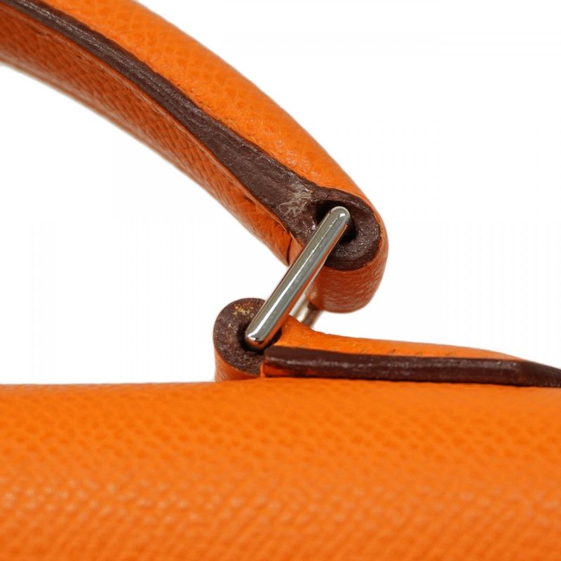 Hermes Briefcase Kelly Depeche 38 Vaux Epson Orange Silver Hardware J Engraved
