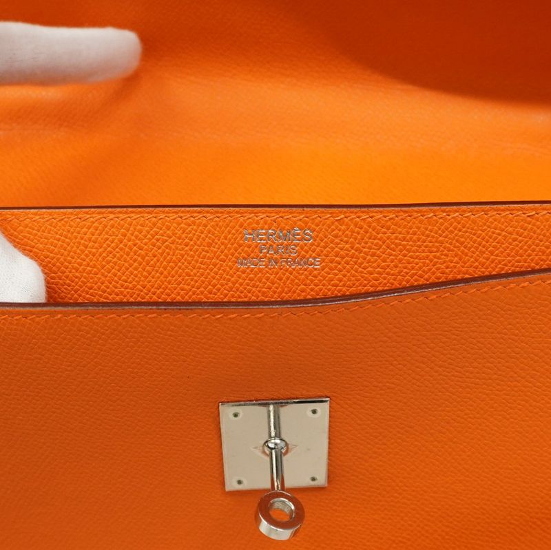Hermes Briefcase Kelly Depeche 38 Vaux Epson Orange Silver Hardware J Engraved