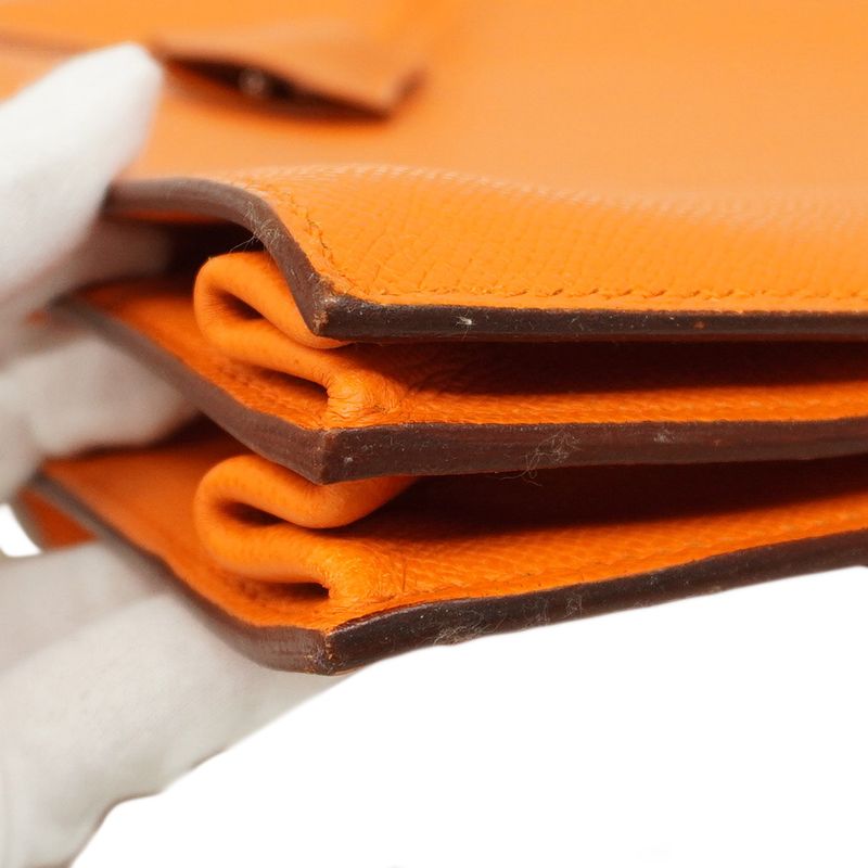 Hermes Briefcase Kelly Depeche 38 Vaux Epson Orange Silver Hardware J Engraved