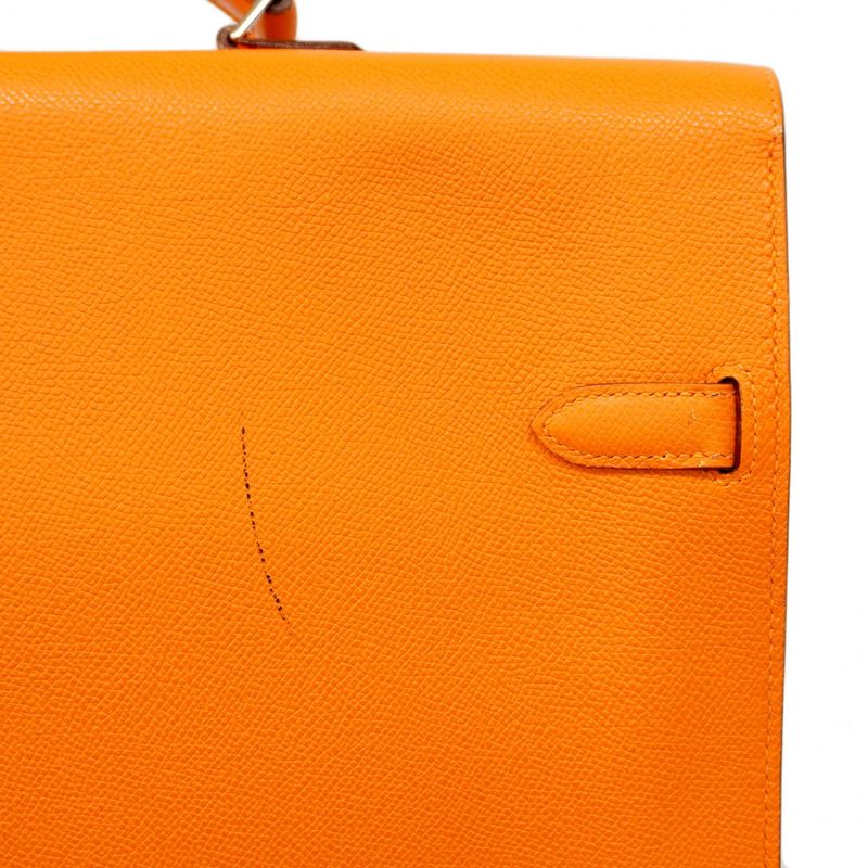 Hermes Briefcase Kelly Depeche 38 Vaux Epson Orange Silver Hardware J Engraved