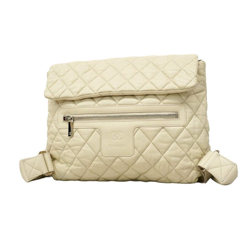 Chanel Rucksack/daypack Coco Cocoon Leather Ivory Silver Hardware Women's