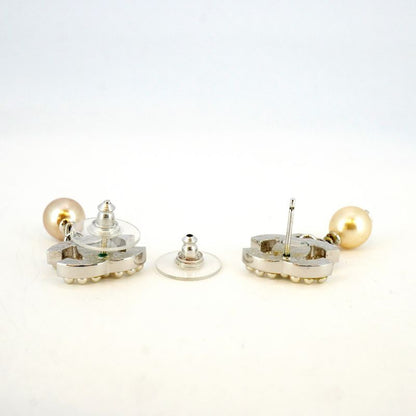 Chanel Earrings Coco Mark Metal Fake Pearl Silver Ladies