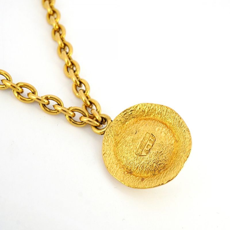 Chanel Necklace Vintage Chanel Logo GP Plating Fake Pearl Gold Ladies