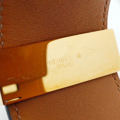 Hermes Bangle Corriedo Chien GP Plated Leather Gold Black Cles Dies