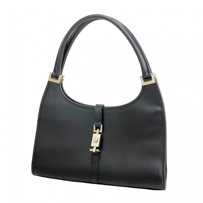 Gucci Handbag Jackie 002 1068 Leather Black Silver Hardware Ladies