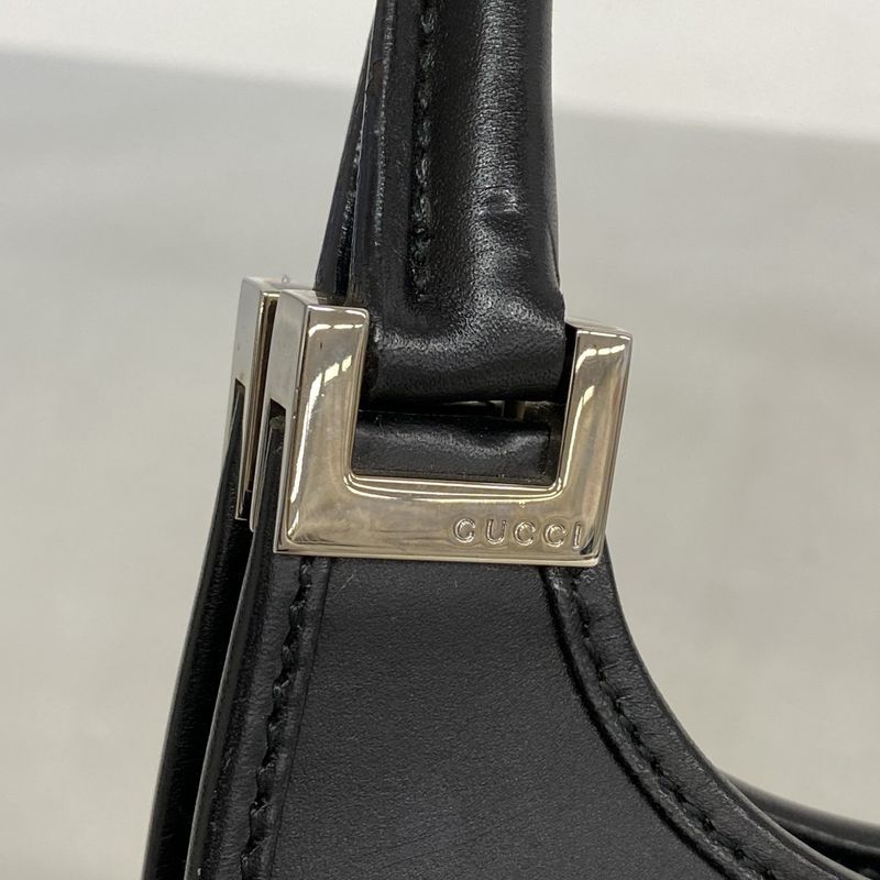 Gucci Handbag Jackie 002 1068 Leather Black Silver Hardware Ladies